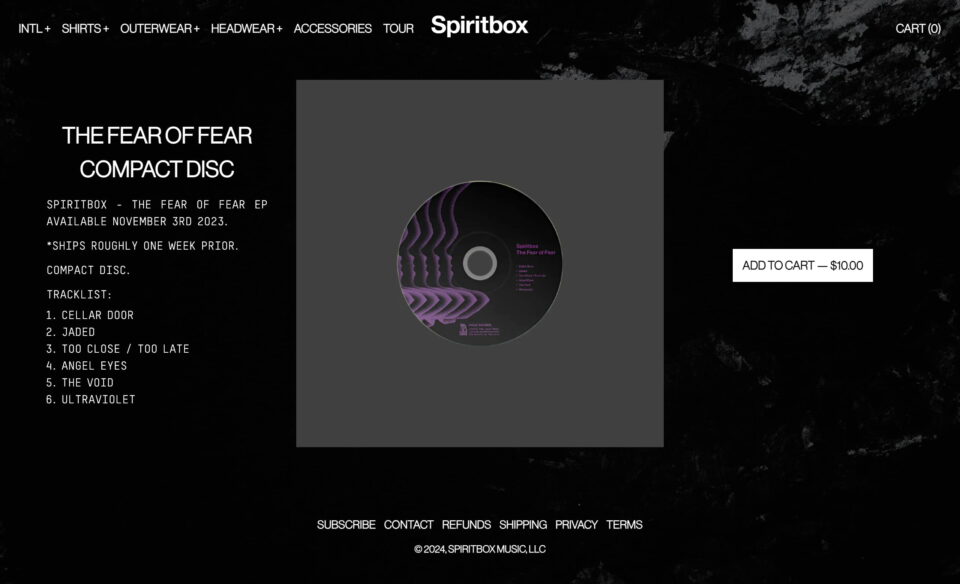 Spiritbox – Official Website – Spiritbox Music, LLCのWEBデザイン