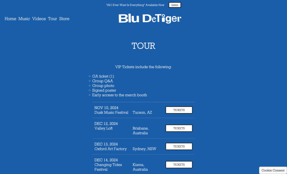 Blu DeTiger | Official WebsiteのWEBデザイン