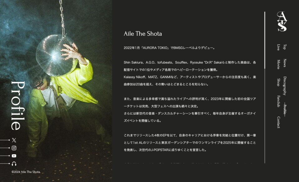 Aile The ShotaのWEBデザイン