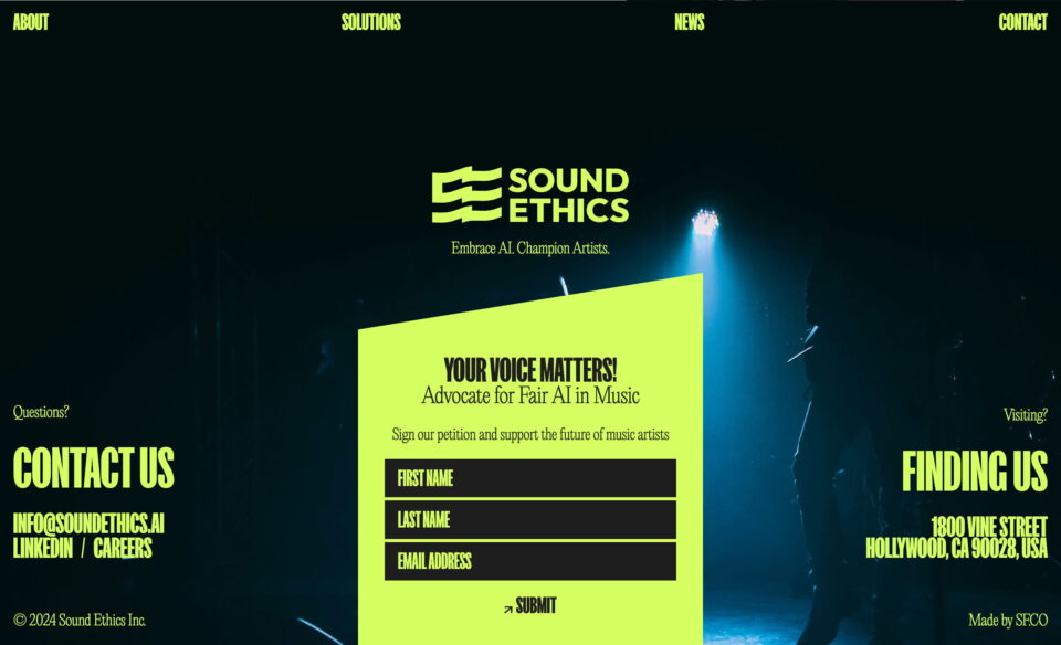 Sound Ethics | In The Dawn of AI RevolutionのWEBデザイン