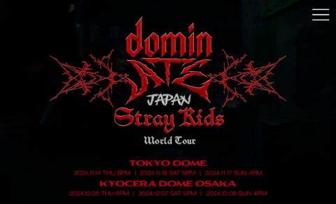 Stray Kids World Tour ＜dominATE JAPAN＞ Special SiteのWEBデザイン