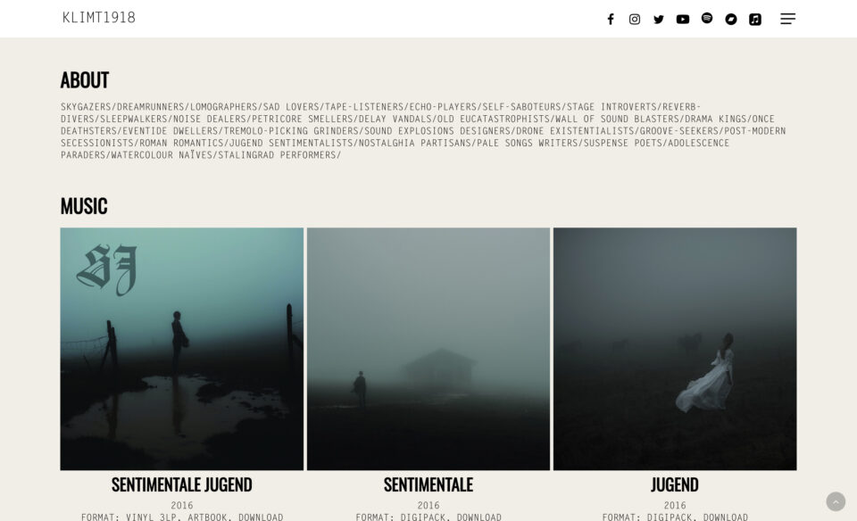 Klimt1918 | Italian Indie-Rock band | Official WebsiteのWEBデザイン