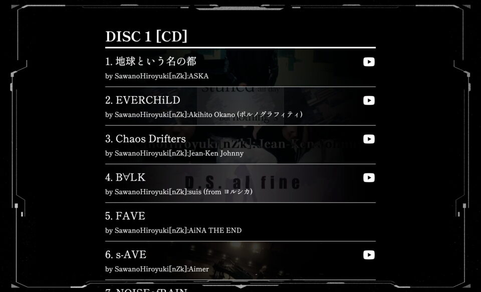 SawanoHiroyuki[nZk]「bLACKbLUE」Special SiteのWEBデザイン