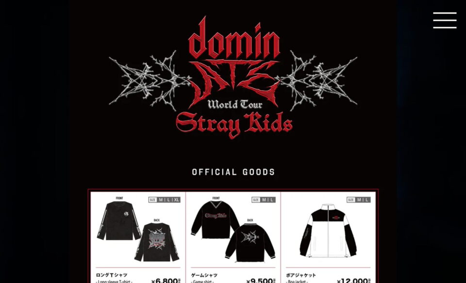 Stray Kids World Tour ＜dominATE JAPAN＞ Special SiteのWEBデザイン