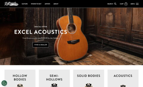 Homepage – D’Angelico GuitarsのWEBデザイン