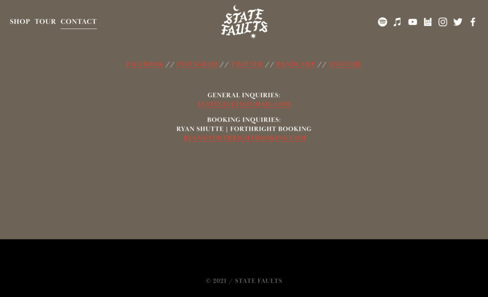 State FaultsのWEBデザイン