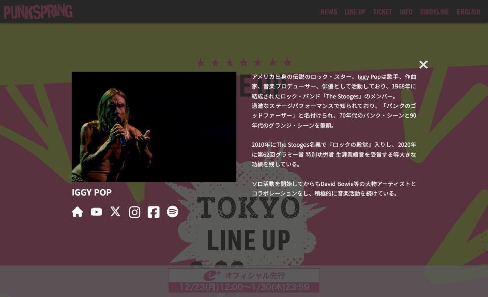 PUNKSPRING 2025 公式サイトのWEBデザイン