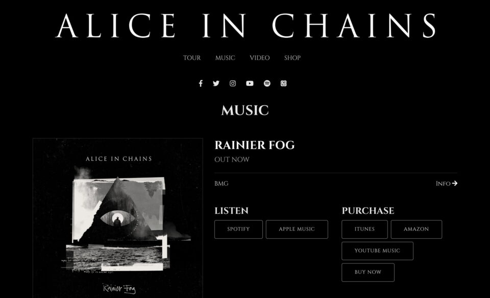 Alice In Chains | Official WebsiteのWEBデザイン