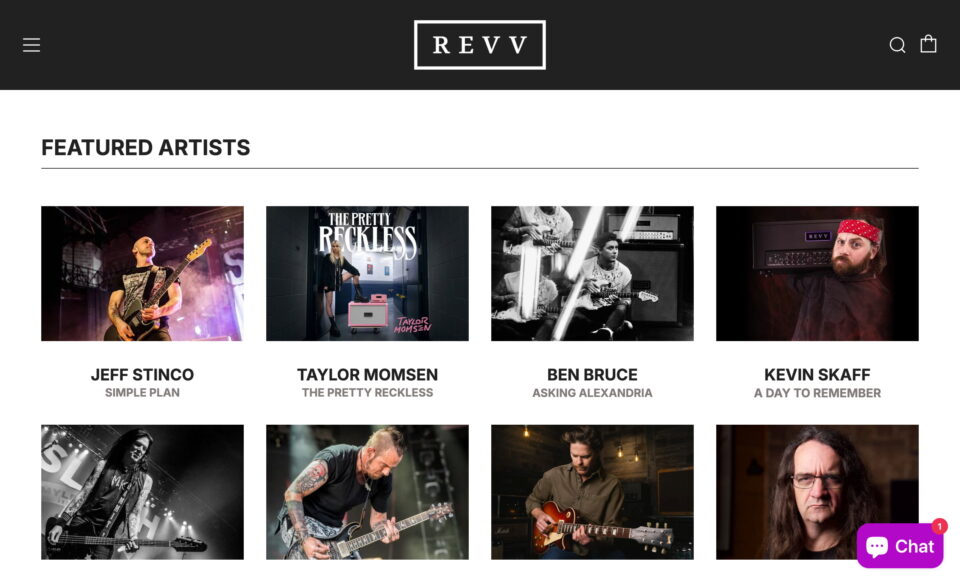 Revv Amplification – Guitar Amps, Pedals, and CabinetsのWEBデザイン