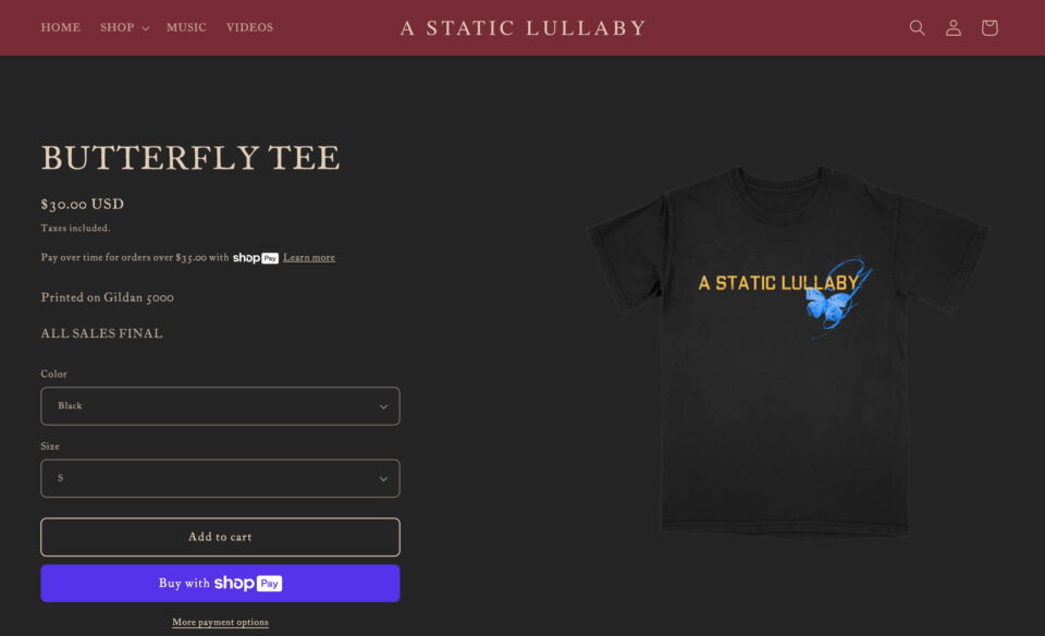 A Static Lullaby | Official WebsiteのWEBデザイン