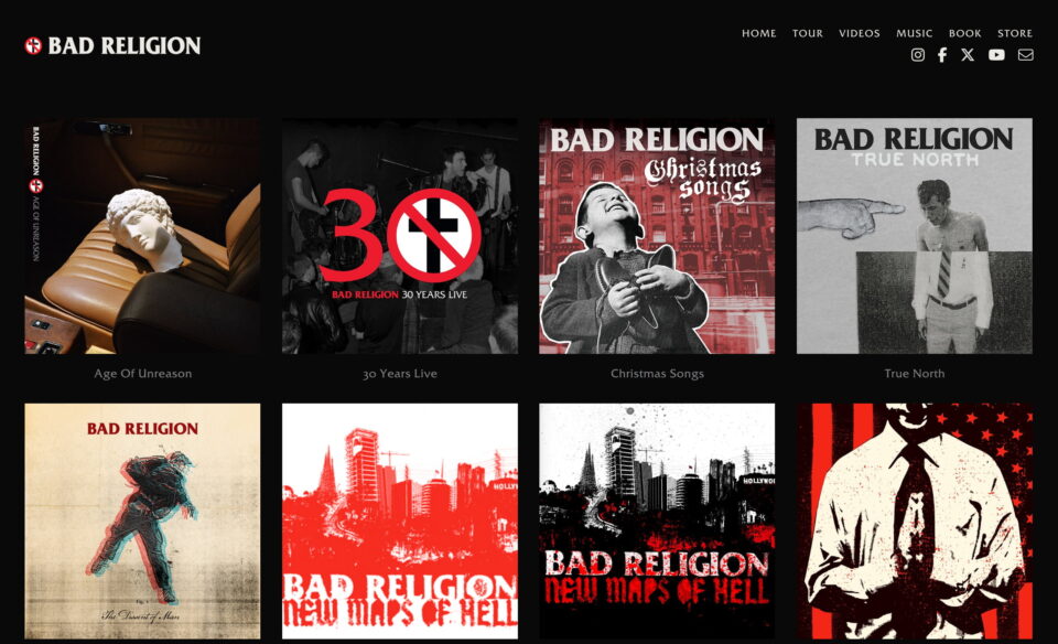 Bad ReligionのWEBデザイン
