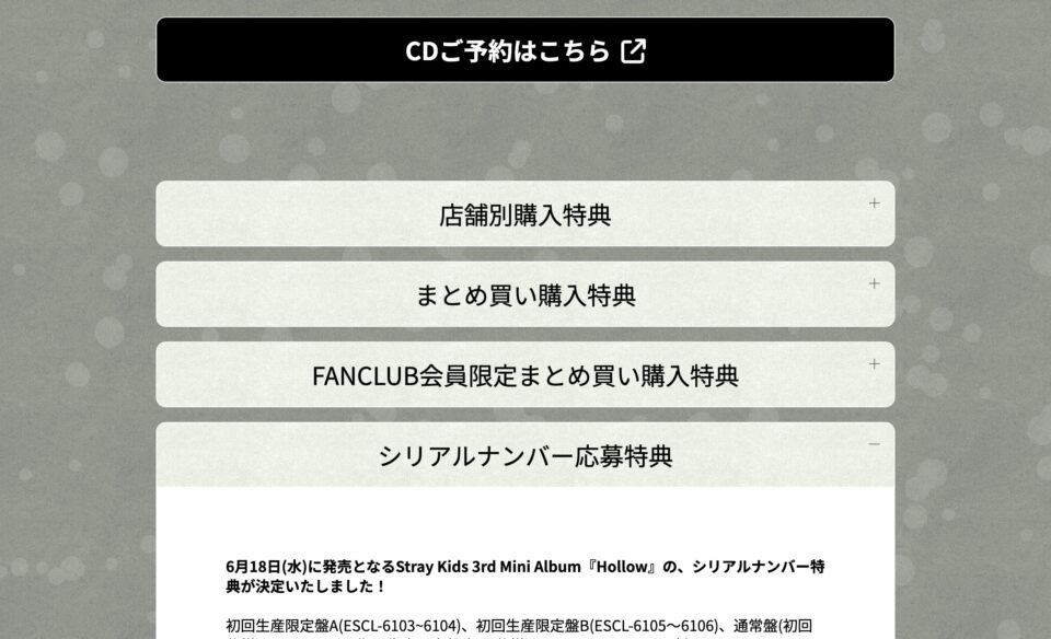 Stray Kids『Hollow』Special SiteのWEBデザイン