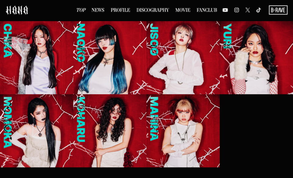 HANA Official siteのWEBデザイン