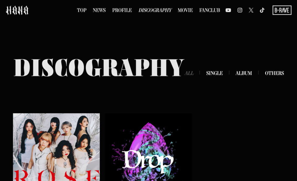 HANA Official siteのWEBデザイン