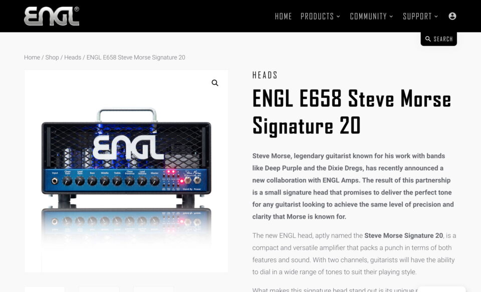 ENGL AmplificationのWEBデザイン