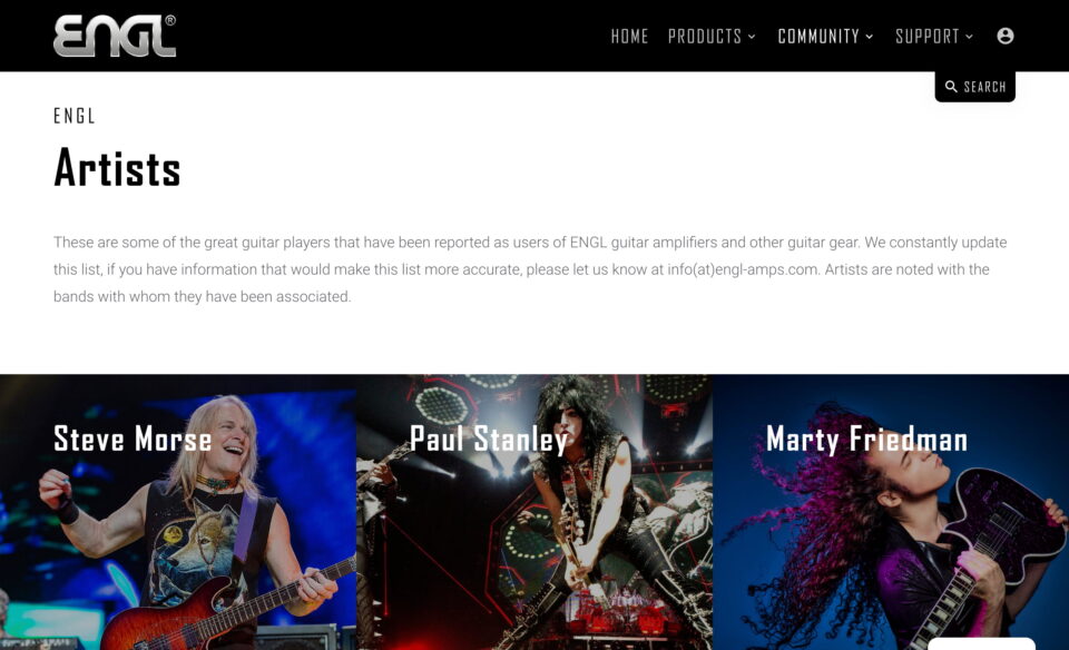 ENGL AmplificationのWEBデザイン