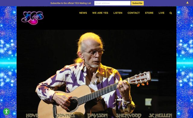 Official website for the progressive rock band YESのWEBデザイン