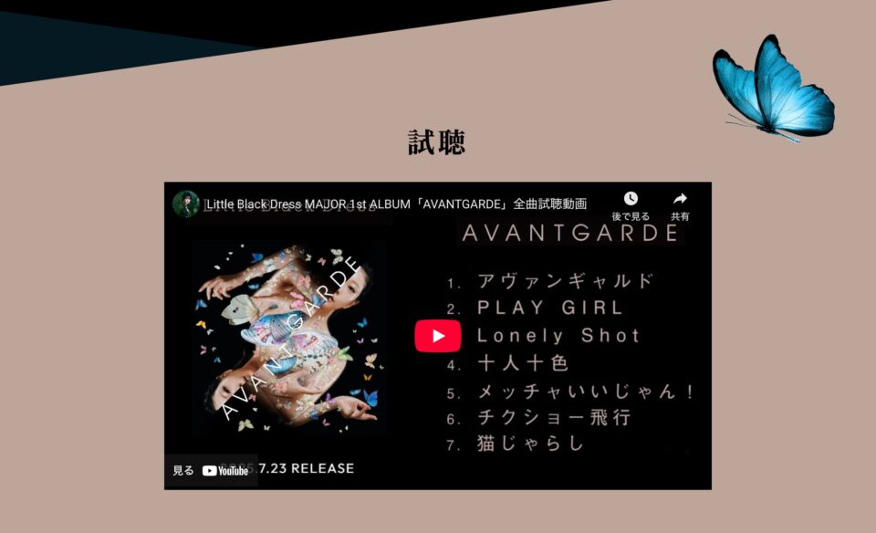 Little Black Dress MAJOR 1st ALBUM「AVANTGARDE」特設サイトのWEBデザイン