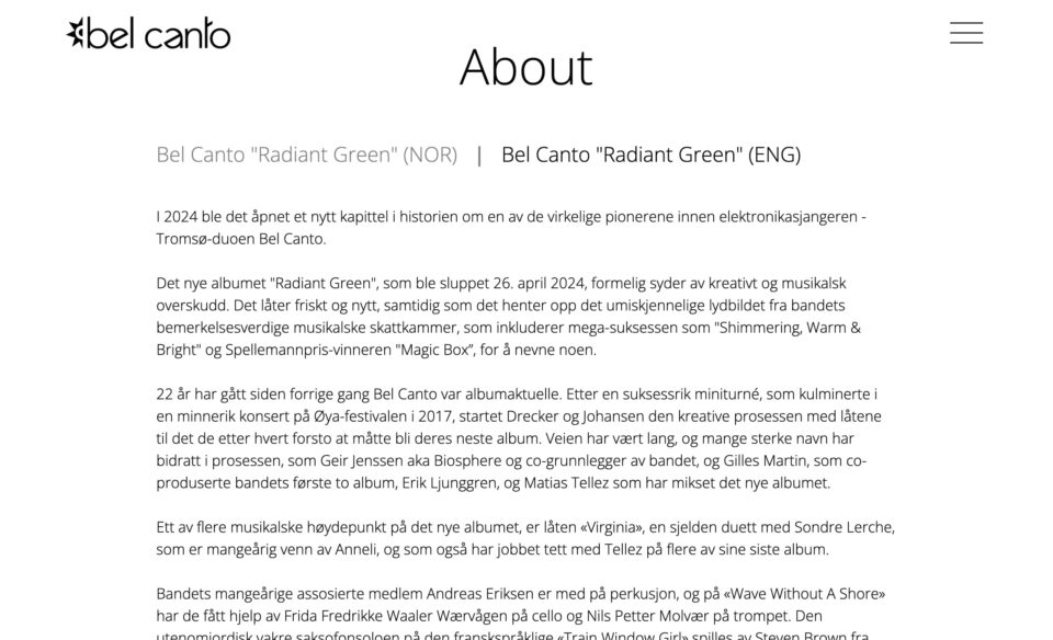 Bel Canto – the official websiteのWEBデザイン