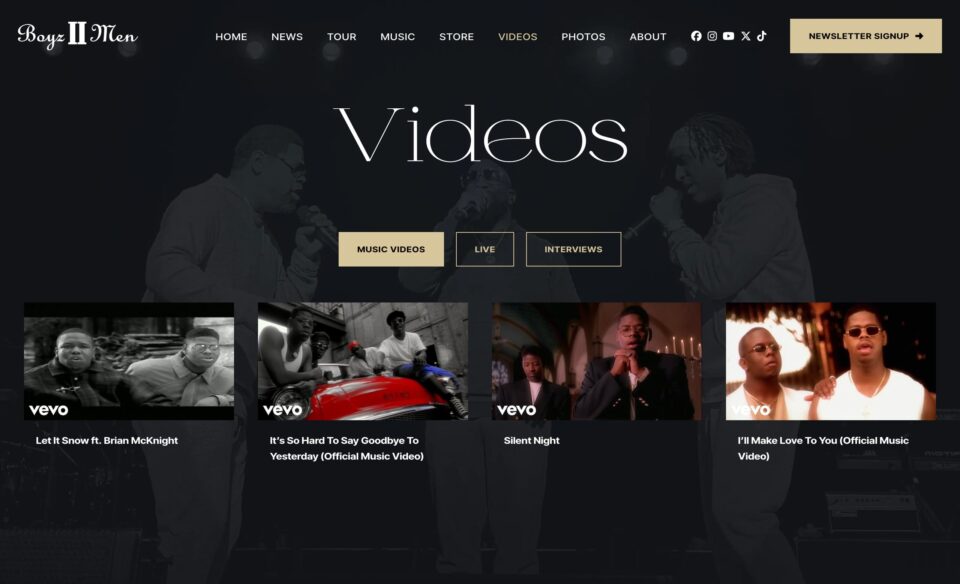 Boyz II Men Official WebsiteのWEBデザイン