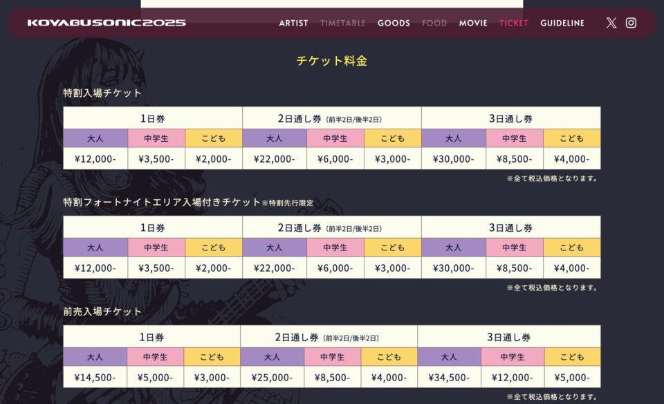 KOYABU SONIC 2025のWEBデザイン