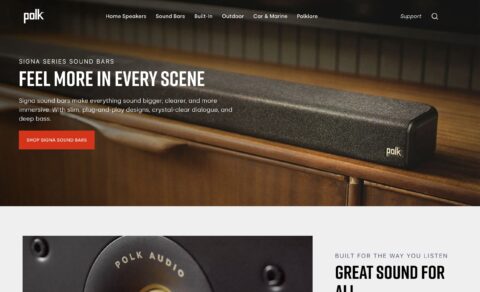 Polk Audio | High-Performance Speakers, Sound Bars & Sound SystemsのWEBデザイン
