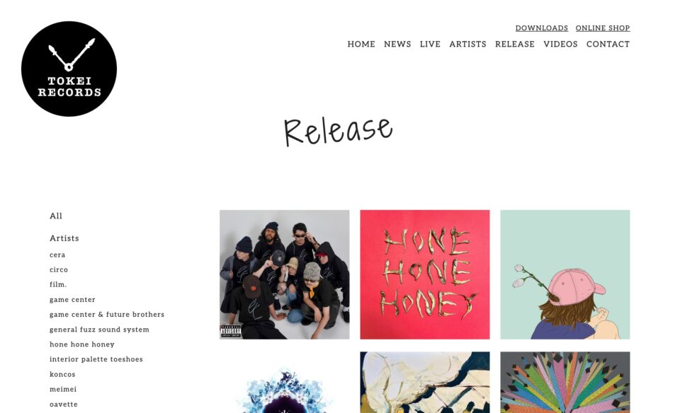 TOKEI RECORDS | official siteのWEBデザイン