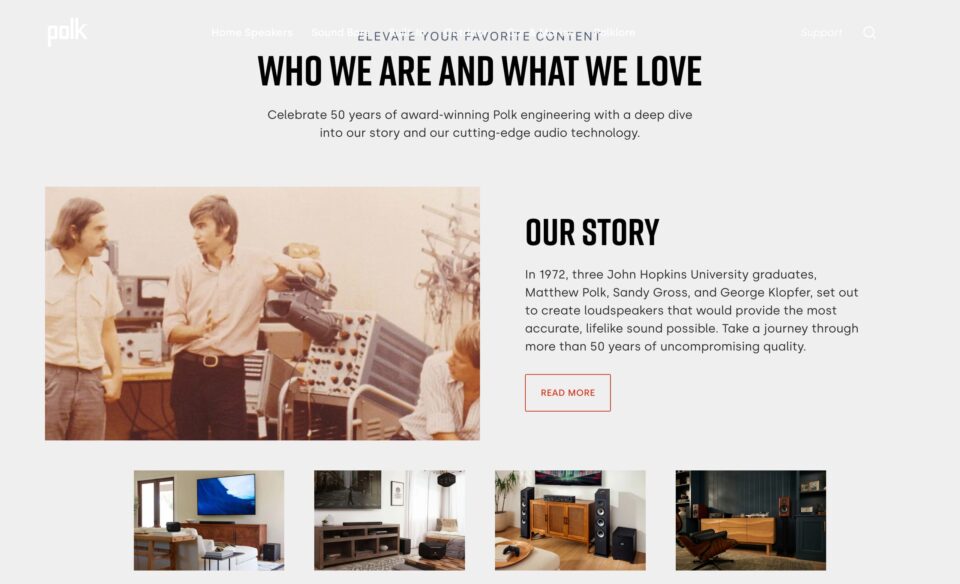 Polk Audio | High-Performance Speakers, Sound Bars & Sound SystemsのWEBデザイン