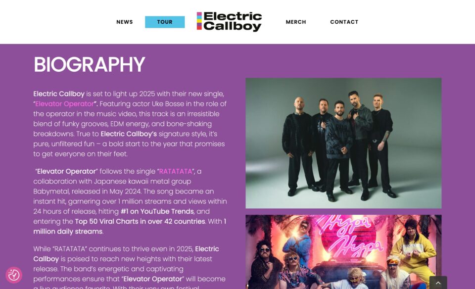 Electric Callboy – Official HomepageのWEBデザイン