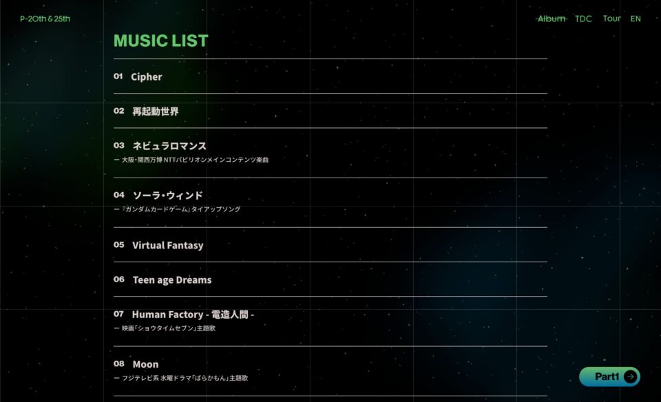 Perfume New ALBUM “ネビュラロマンス 後篇”のWEBデザイン