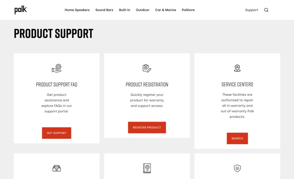 Polk Audio | High-Performance Speakers, Sound Bars & Sound SystemsのWEBデザイン