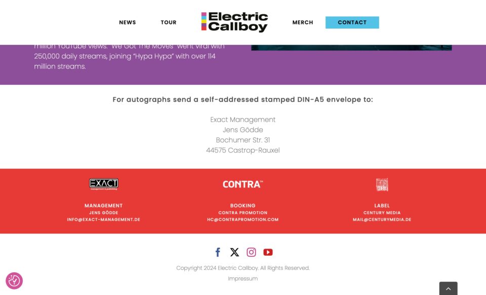 Electric Callboy – Official HomepageのWEBデザイン