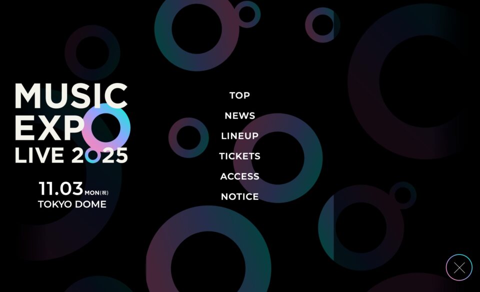 MUSIC EXPO LIVE 2025のWEBデザイン