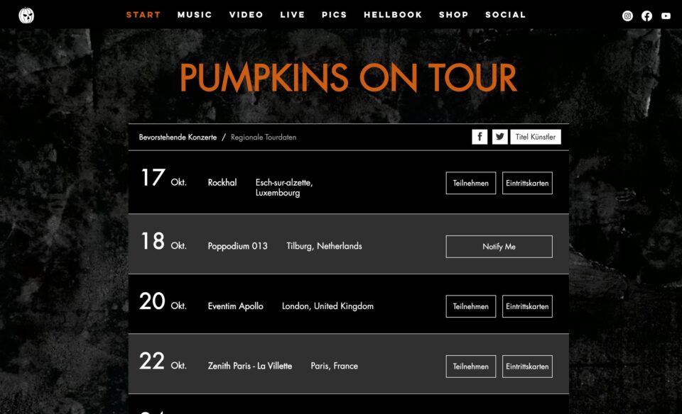 HELLOWEEN OFFICIALのWEBデザイン