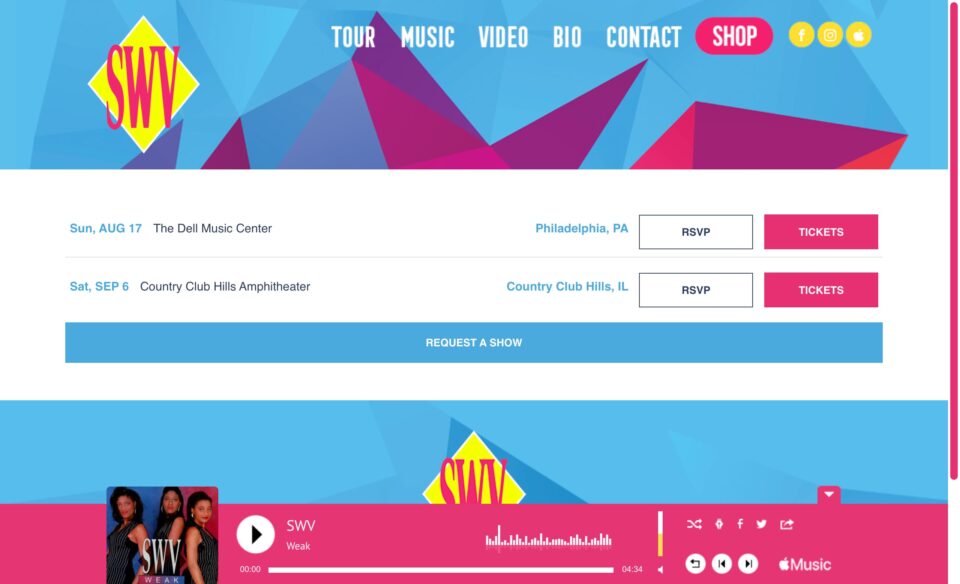SWV – Official WebsiteのWEBデザイン