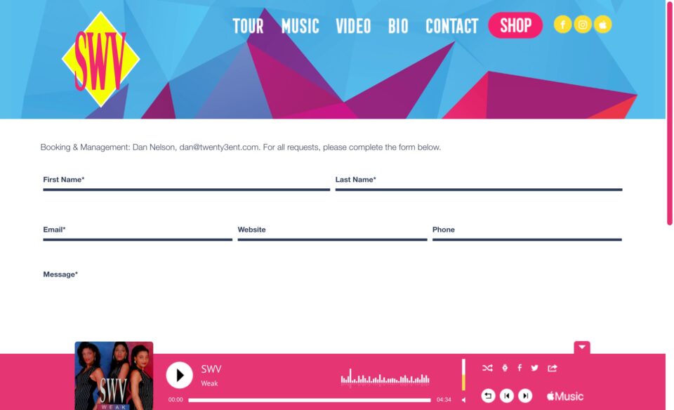 SWV – Official WebsiteのWEBデザイン