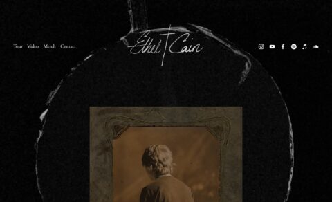 HERE LIES ETHEL CAINのWEBデザイン