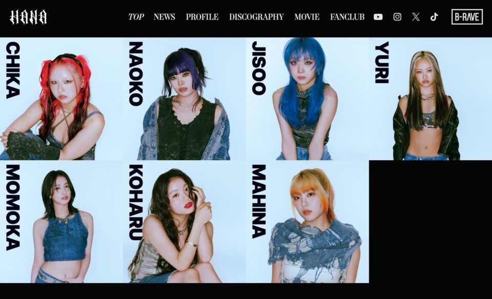 HANA Official siteのWEBデザイン