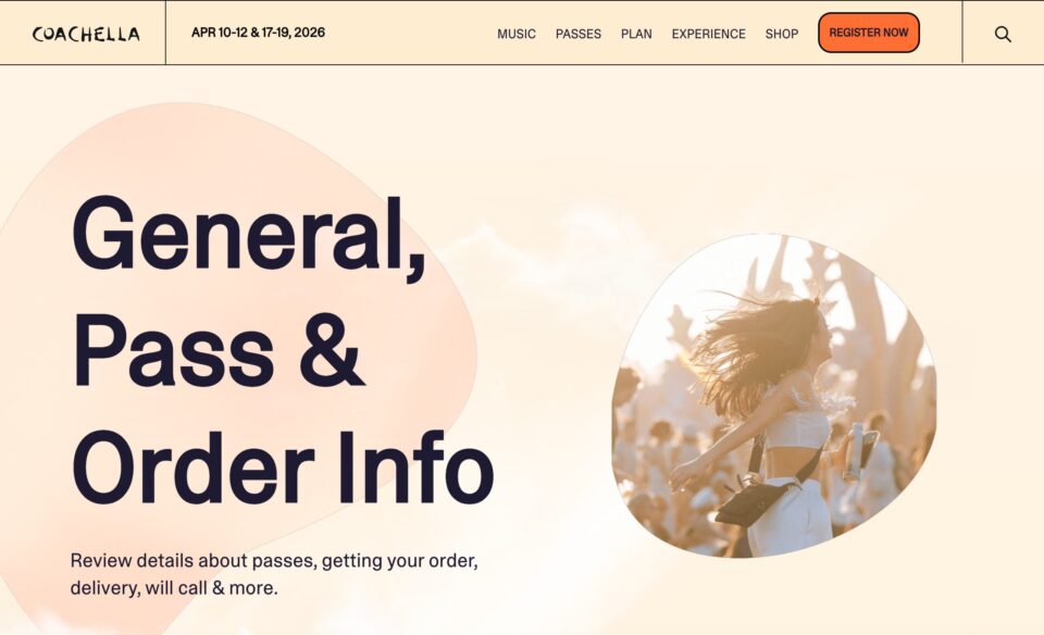 Coachella Valley Music & Arts FestivalのWEBデザイン