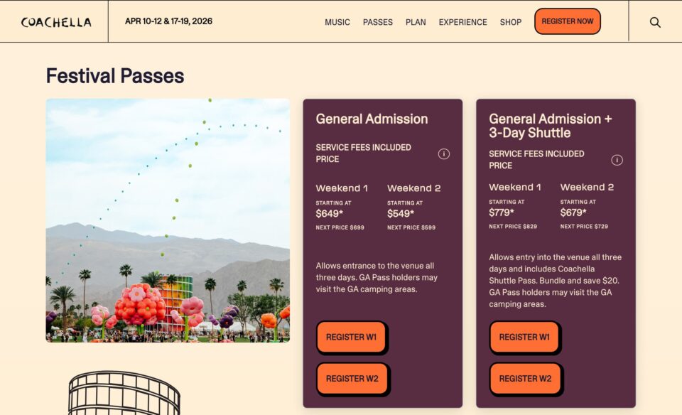Coachella Valley Music & Arts FestivalのWEBデザイン