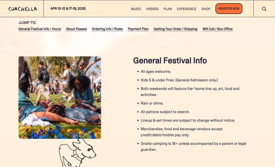 Coachella Valley Music & Arts FestivalのWEBデザイン