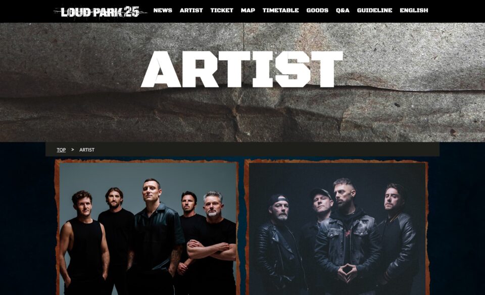 LOUD PARK 25開催!! PARKWAY DRIVEがヘッドライナーとして出演決定！のWEBデザイン