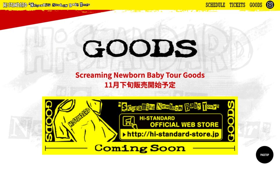 Hi-STANDARD “Screaming Newborn Baby Tour” ツアー特設サイトのWEBデザイン