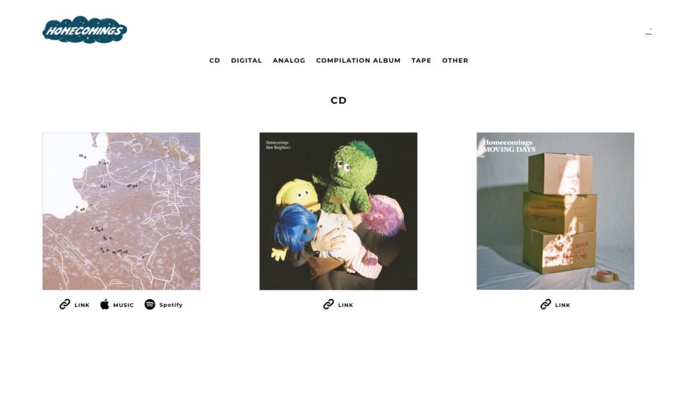 HomecomingsのWEBデザイン