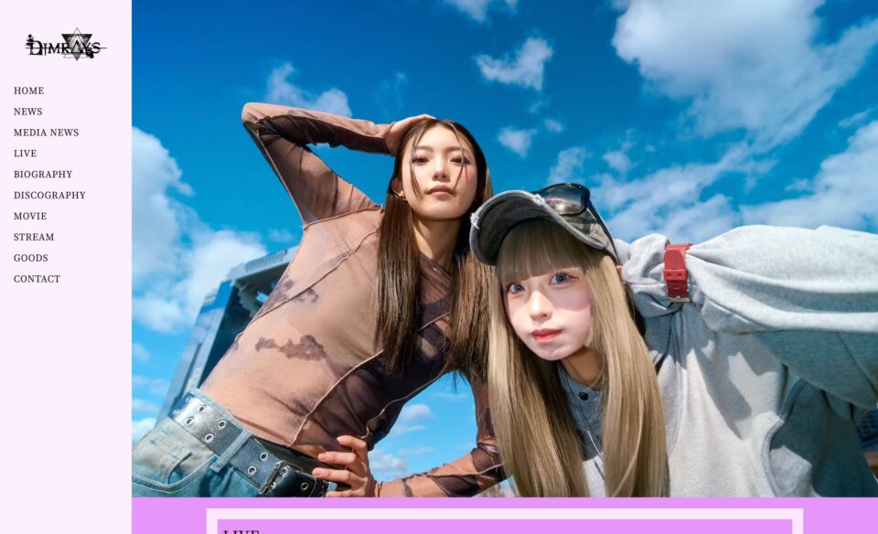 DimraysオフィシャルウェブサイトのWEBデザイン