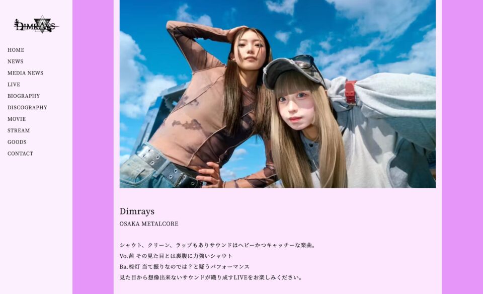 DimraysオフィシャルウェブサイトのWEBデザイン