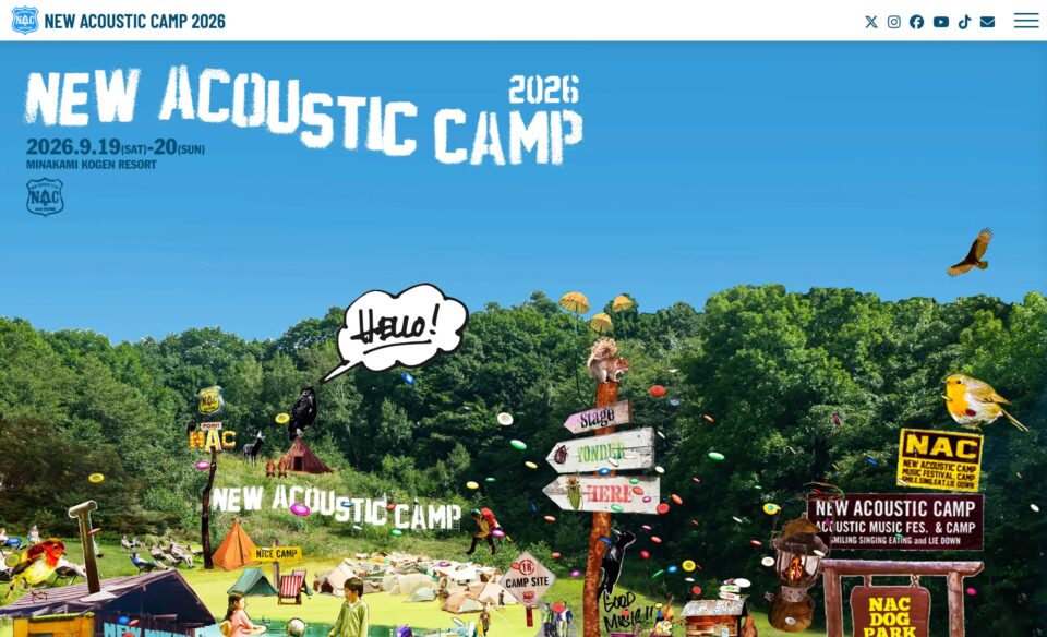 New Acoustic Camp 2026 | ニューアコ 2026のWEBデザイン