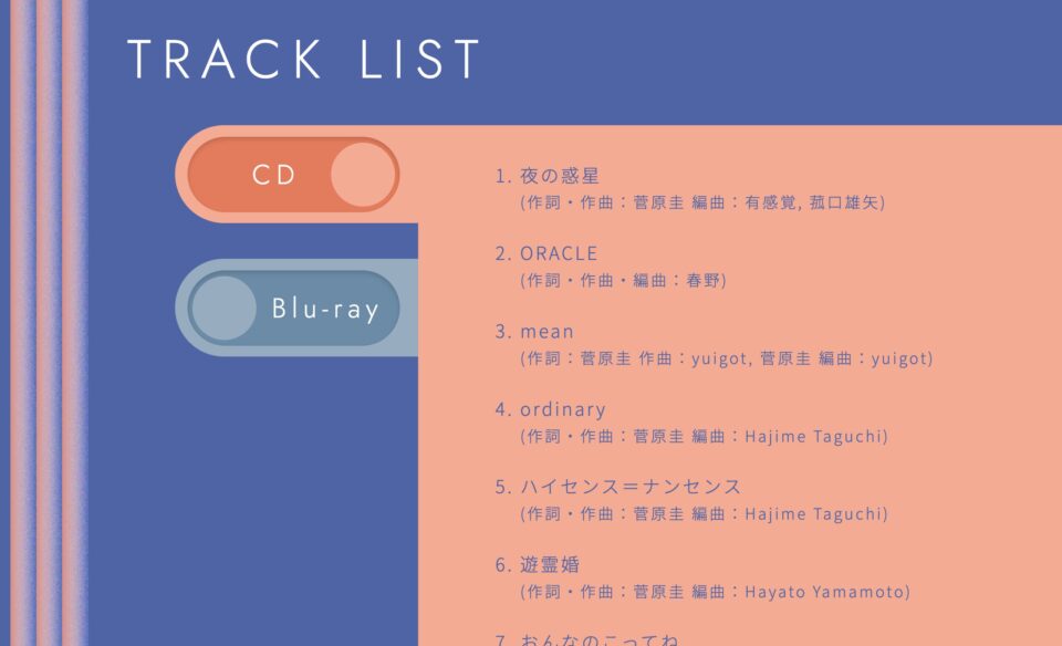 2nd フルアルバム「B.G.M.」特設サイト | 菅原圭 Official SiteのWEBデザイン