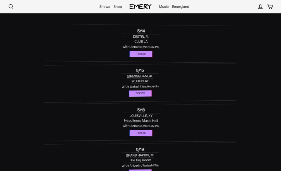 Emery | The Official Website & Store for EmeryのWEBデザイン