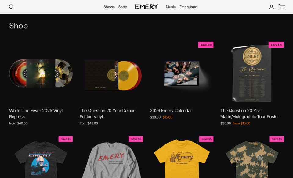 Emery | The Official Website & Store for EmeryのWEBデザイン